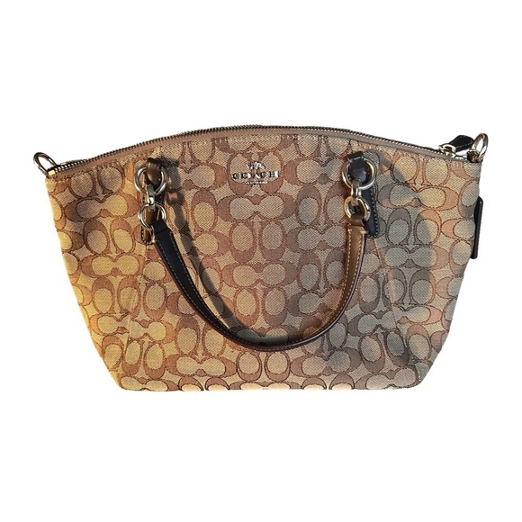 Coach Handbags - Coach F58283 Small Kelsey Khaki Brown Signature Small Satchel Bag Convertible